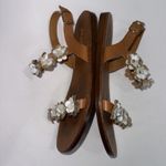 Italian Shoemakers  Size 8 Slide On Floral Flat Sandals Leather Brown Tan Photo 7