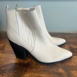Marc Fisher Western Ankle Boots Leather Heeled Pointed Toe Cream White 11 Photo 4