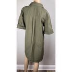 Karen Scott Dress Womens Sz M Green Cotton 1/4 Button Utility Shirt Short Sleeve Photo 4
