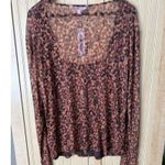 Steve Madden NWT Women’s Hayden Long Sleeve Sheer Brown Square Neck Top - Sz 2X Photo 3