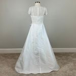 JKara Beaded Satin Short Sleeve High Low Evening Gown White Size 4 Formal Dress Photo 1