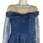 Marchesa Notte Tulle Overlay Cape Embellished Gown Blue Size 0 Photo 5