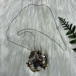 Star Bronze Silver brass tripple tone brooch necklace Gold Photo 6