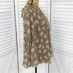 New York & Company Paisley Bell Sleeve Bow Back Blouse Shirt Olive Green Large Green Photo 2