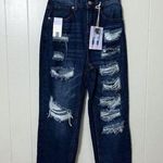 Wax Jean WAX Jeans Distressed Mom Jeans Dark Wash Size S NWT Photo 0