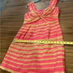Nanette Lepore  Pink Striped Silk Linen Sleeveless mini v neck dress 6 Photo 5