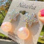 Natasha White Sea star pink pearl drops earrings rainbow reflection light weight Photo 0