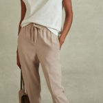 Reiss Pants Womens US 2 UK 6 Pink Hailey Pull On Trousers Elastic Waist Jogger Photo 0