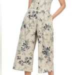 Gal Meets Glam Linen Blue Floral Jumpsuit Photo 0