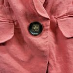 Stoosh Womens Blazer Size S Pink Linen Blend One Button Preppy Ruched Sleeve Photo 3