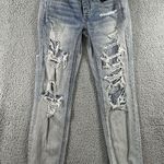 American Eagle  Jeans Women 2 Mid Rise Distressed Tomgirl Tapered‎ Leg Light Wash Photo 0