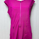 Athleta Magenta Pacifica 2.0 Half Zip Pocket Ruched Short Sleeve Tank Size L Photo 0