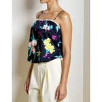 FLEUR DU MAL Lace Silk Cami, Black Orchid Floral, Medium Photo 1