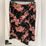 Max and Cleo Black Pink Floral Stretch Asymmetrical Skirt Women’s Size XS Photo 2