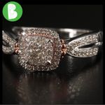STERLING SILVER W/14K ROSE GOLD OVERLAY ACCENTS .33CTW GENUINE DIAMOND RING (7) Photo 0