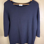 Aritzia Wilfred Linen 3/4 Sleeve Ribbed Pullover Top Size Small Black Classic Black Photo 0