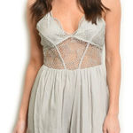 Main Strip  Light Gray Lace Top Romper (Small) Photo 0
