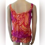 Heart soul  Y2K Orange Red Hippie Boho Indie Western Paisley Mandala Ruffle Top Photo 3