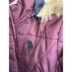 U.S. Polo Assn. Puffer Jacket Womens Size L Purple Fur Hood Quilted Winter Coat Photo 3
