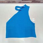 ZARA Nwt  - ribbed asymmetrical cut out electric blue crop top Sz Large Photo 5