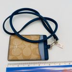 Coach Tan and Navy Blue ID Lanyard Holder Photo 6