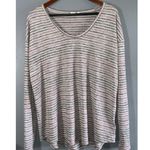Gap  Soft Knot Pink & Gray Striped Long Sleeve Low Round Neck Top XL Photo 1