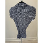 INC Size M Womens Royal Blue and White Abstract Print Tie at Waist Top Size M Photo 4