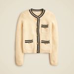 J.Crew  Contrast-Trim  Cardigan – Parchment color Size Medium Preppy French Girl Photo 1