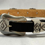 Vintage Womens Justin Leather Western Concho Belt Black Size 28 Boho Festival Photo 0