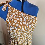 Dress Garden One Shoulder Carmel Brown Floral Tiered Maxi Dress White Size M Photo 3