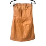 ZARA  Faux Leather Corset Style‎ Strapless Dress Camel Medium Photo 2
