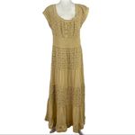Maria Alicia Araujo Baez Tired Crochet Cottagecore Boho Maxi Tan Dress Cotton M Size M Photo 12