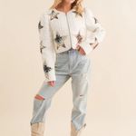 blueb. collection MED quilted multi star embroidered padded zip up jacket spot Gold Photo 2