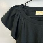 Nation Ltd NWT Lorna Black Short Flutter Sleeve Pima Cotton Ruffle Top Medium Photo 4