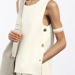 ZARA NWT  Knit Cream Waistcoat w/ Side Gold Buttons Size Small Photo 0