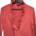Banana Republic Womens Ruffled Button Cardigan Sweater Size S Orange Deep V Neck Photo 1