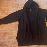 Workshop  Republic Women’s  Black Open Front Hoodie Soft  2 Pockets Cardigan 1X Photo 0