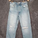 ZARA Womens Busted Knees Distressed Slightly Baggie Button Fly Size 8 Photo 1