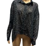 Hot Topic Stars Constellation Shark Bite Hem Oversized Button Up Blouse Small Photo 1