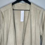 Soft Surroundings  Viviana Faux Suede Beige Waterfall Open Cardigan Size L NWT Photo 3