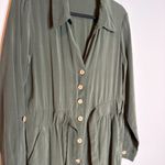 ZARA  Flowy Belted Jumpsuit in Olive Forest Green Photo 2