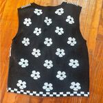 Black and White Floral Knit Vest Photo 2