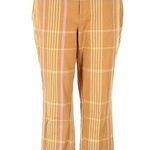 Anthropologie Plaid Pants in Tan Yellow Pink - straight cropped Photo 0