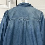 American Eagle  Outfitters Denim Puff Sleeve Button Down Blue Top(Size Medium) Photo 7
