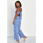 Lulus  Blue Pattern Jumpsuit Romper Sz XL NWT Wideleg Vacation‎ Coastal NWT Photo 1