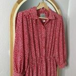 Vintage red leaf button up house dress Size M Photo 1
