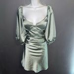 Selfie Leslie  Women’s Sage Green Satin Sweetheart Mini Spring Dress XL Photo 4