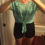 Full Tilt MINT LACE TIED CROP TOP Photo 0