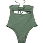 Aerie Ruched Cut Out One Piece Swimsuit Cheeky Green S Photo 0