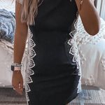 Kensie Black Bodycon Dress With Lace Detailing  Photo 0